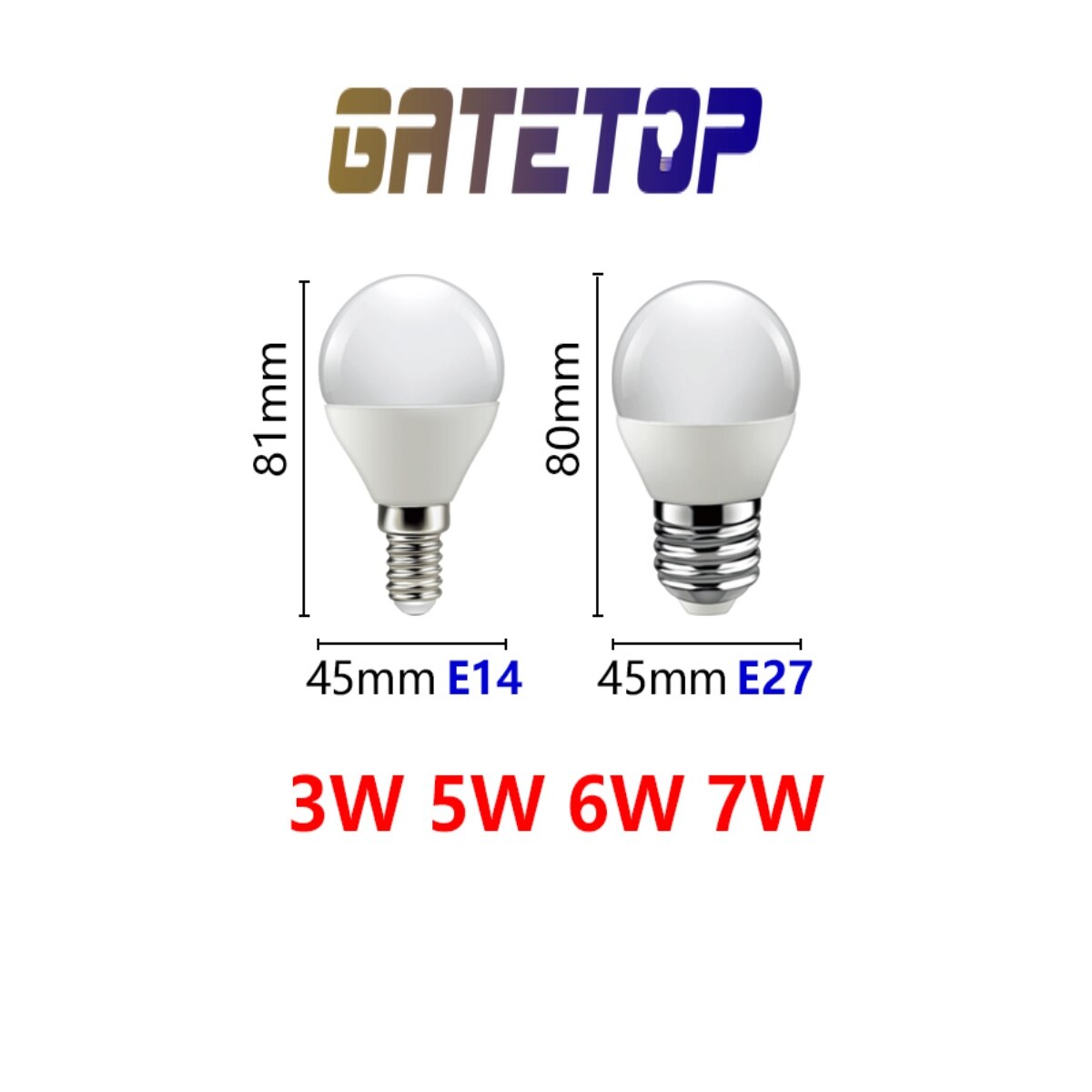 2-10PCS Led  Bulb G45 3W 5W 6W 7W E14 E27 220V 3000K 4000K 6000k Lamp Light Suitable for kitchen, living room, office hotel